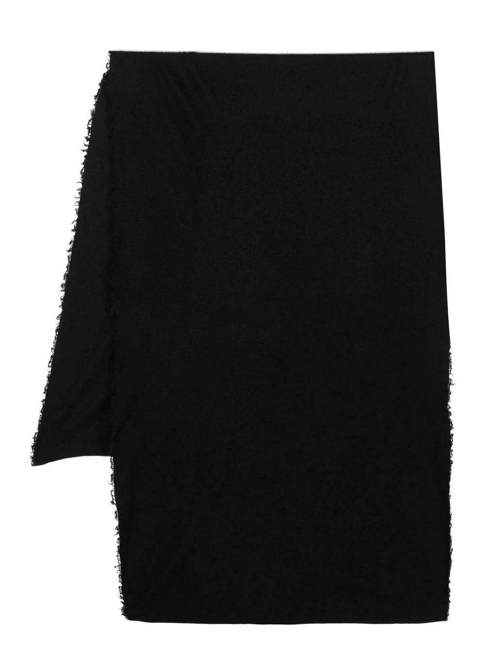 Frayed-edge cashmere-silk scarf, black