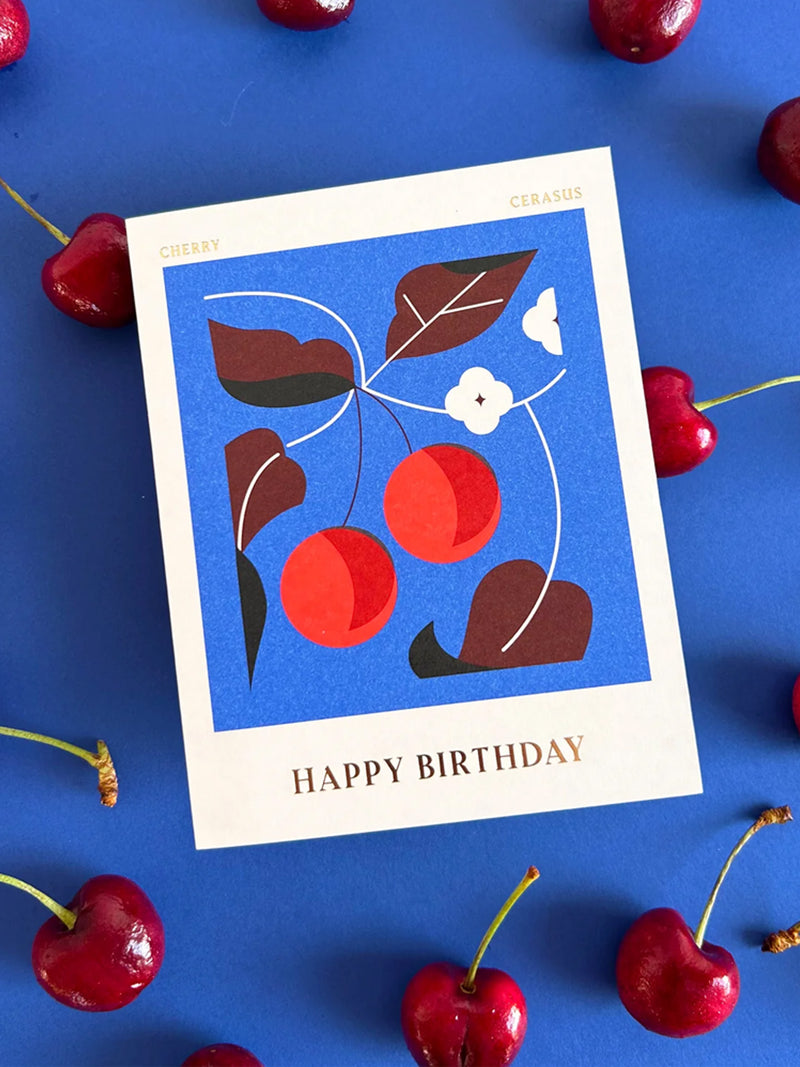 Graphic cherry, birthday card