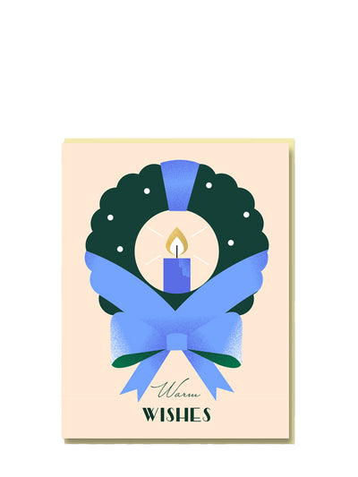 Warm wishes candle wreath card