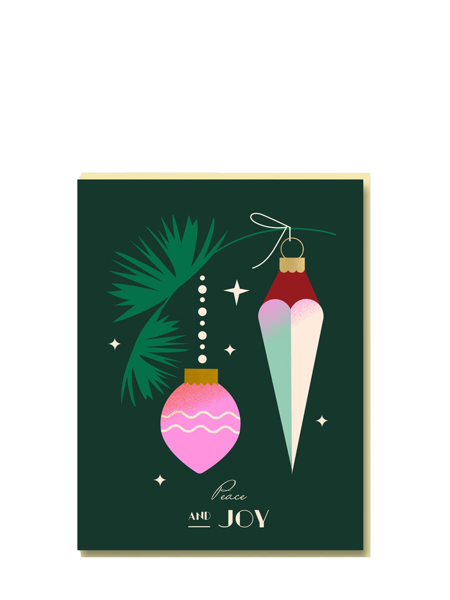 Peace and joy tree ornaments card