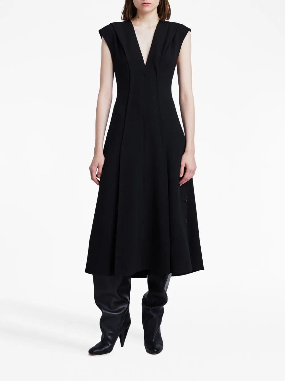 Matte Viscose Crepe Dress, black