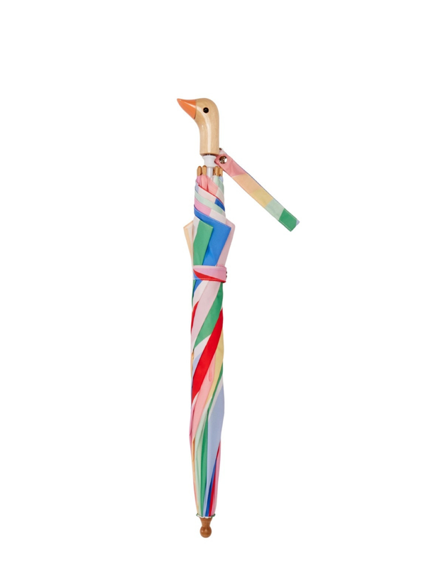 Children Duck Umbrella, Rainbow stripes - Meri Meri collab