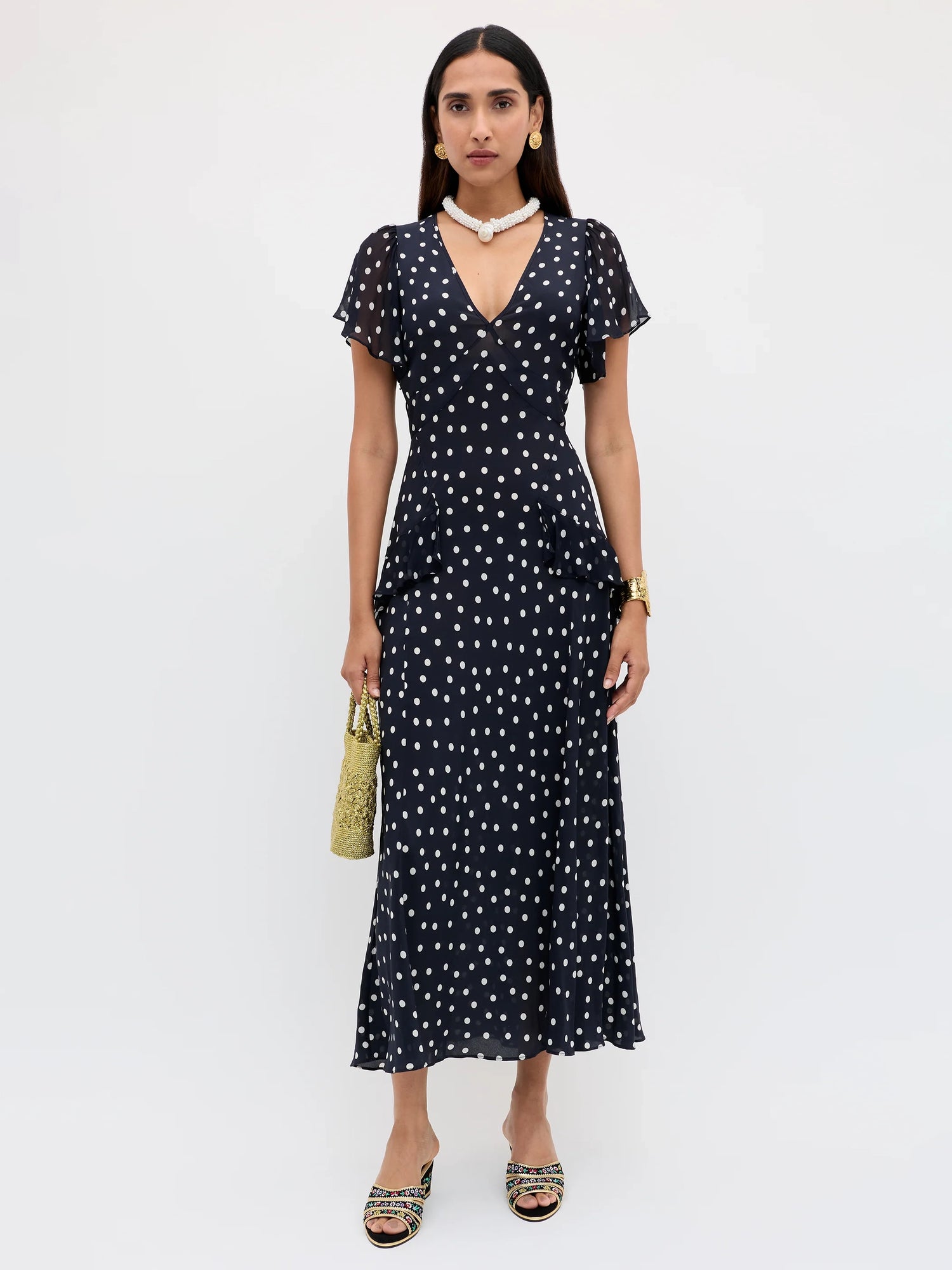 Evie bohemia dot dress, navy
