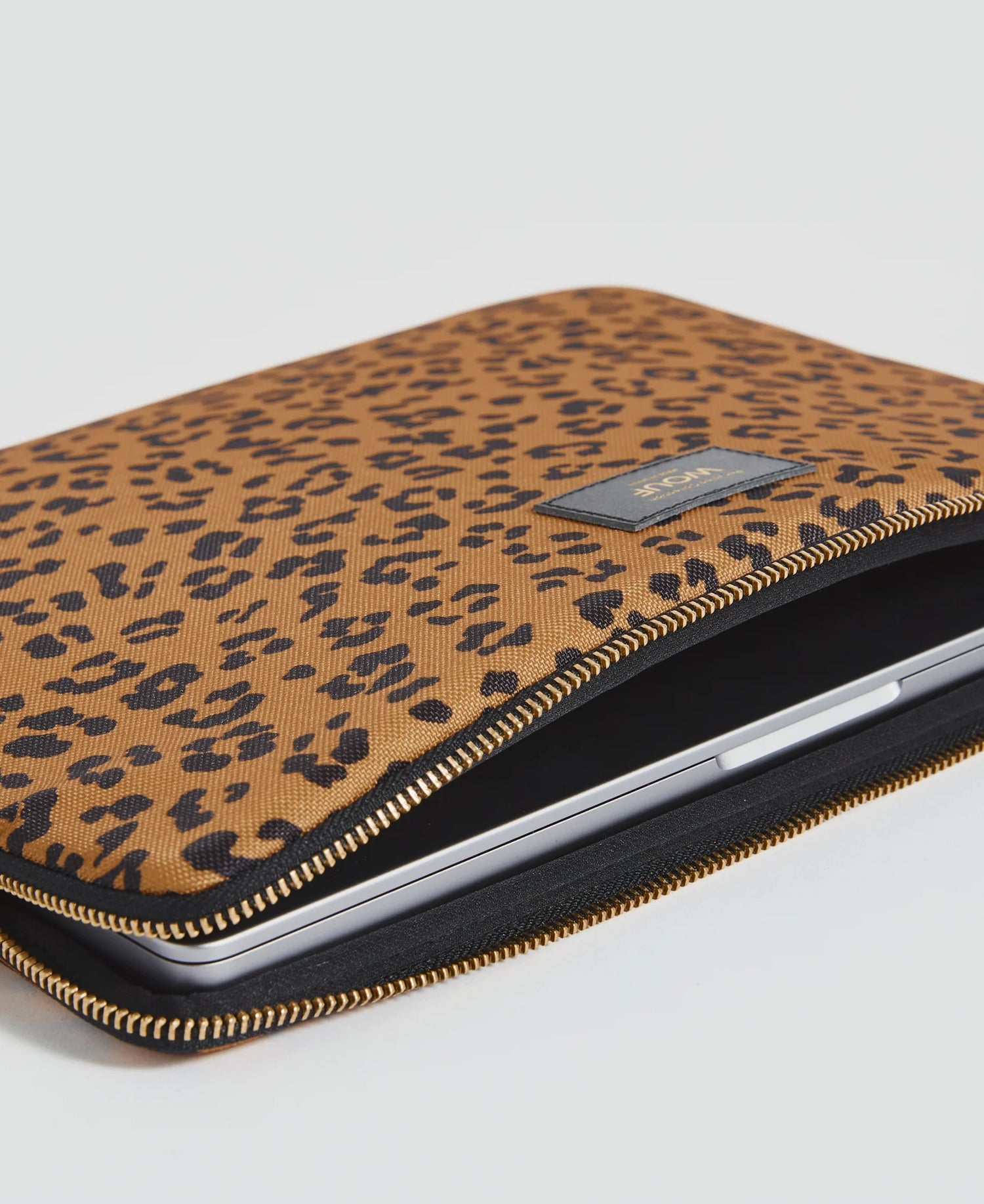 Tan Leopard Spot Agar Laptop Sleeve, small (13