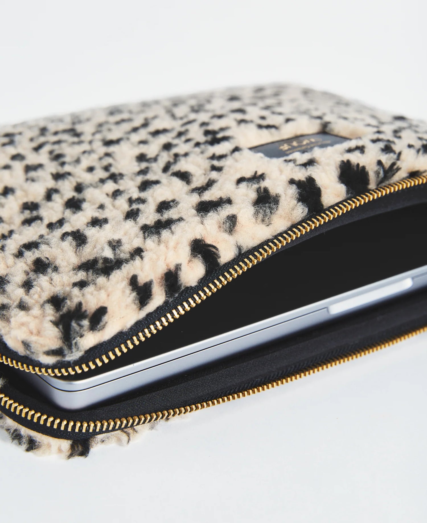 Faux Fur Leopard Spot Clem Laptop Sleeve, small (13