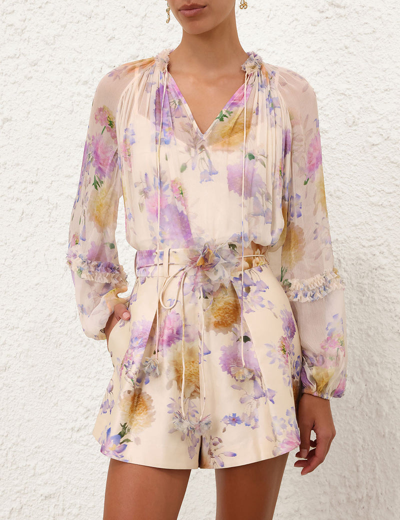Luna ruffle billow blouse, cream-dahlia