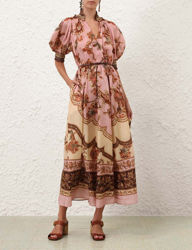 Aster billow maxi dress, mauve print