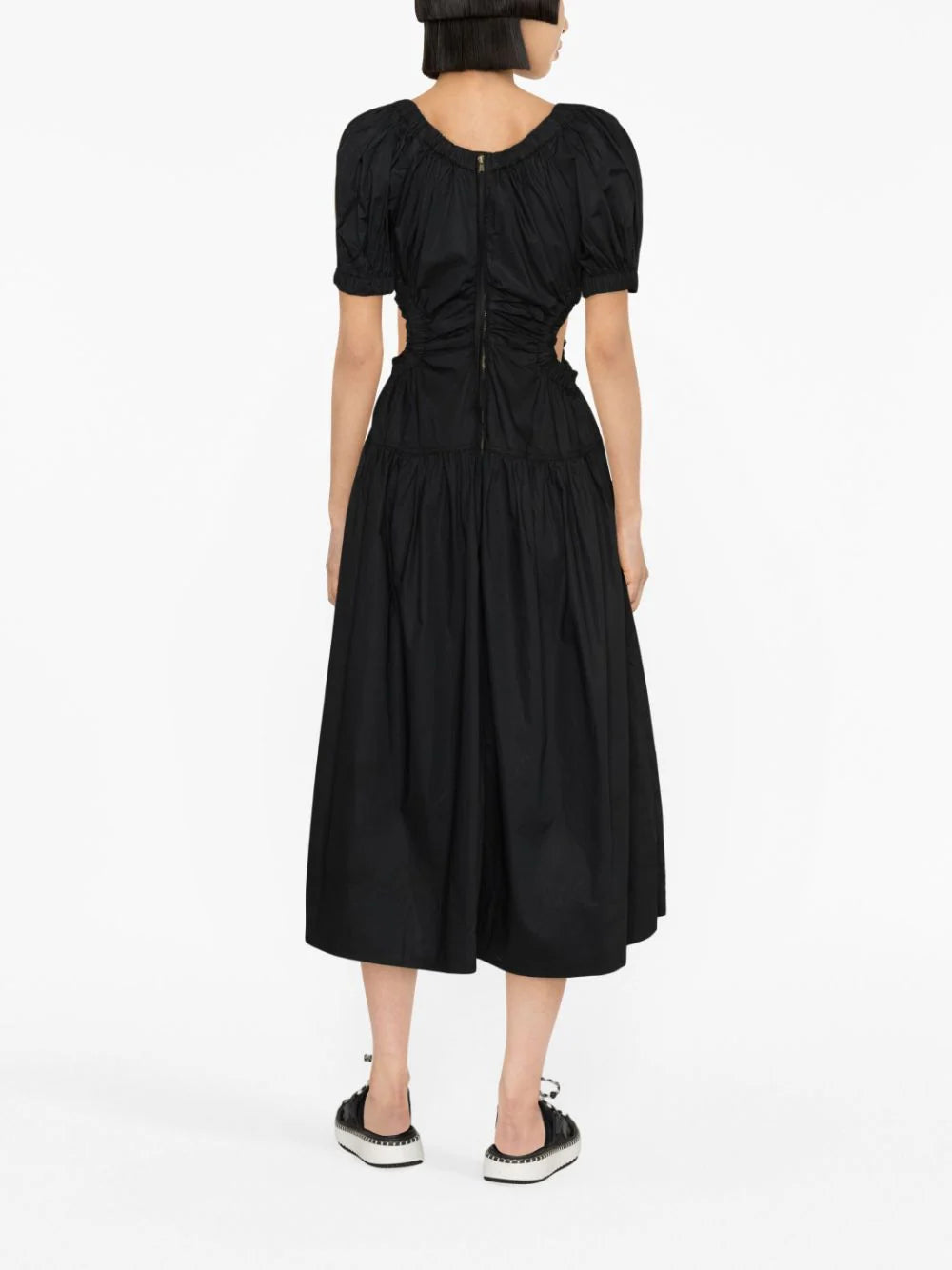 Golda poplin cutout Dress, black