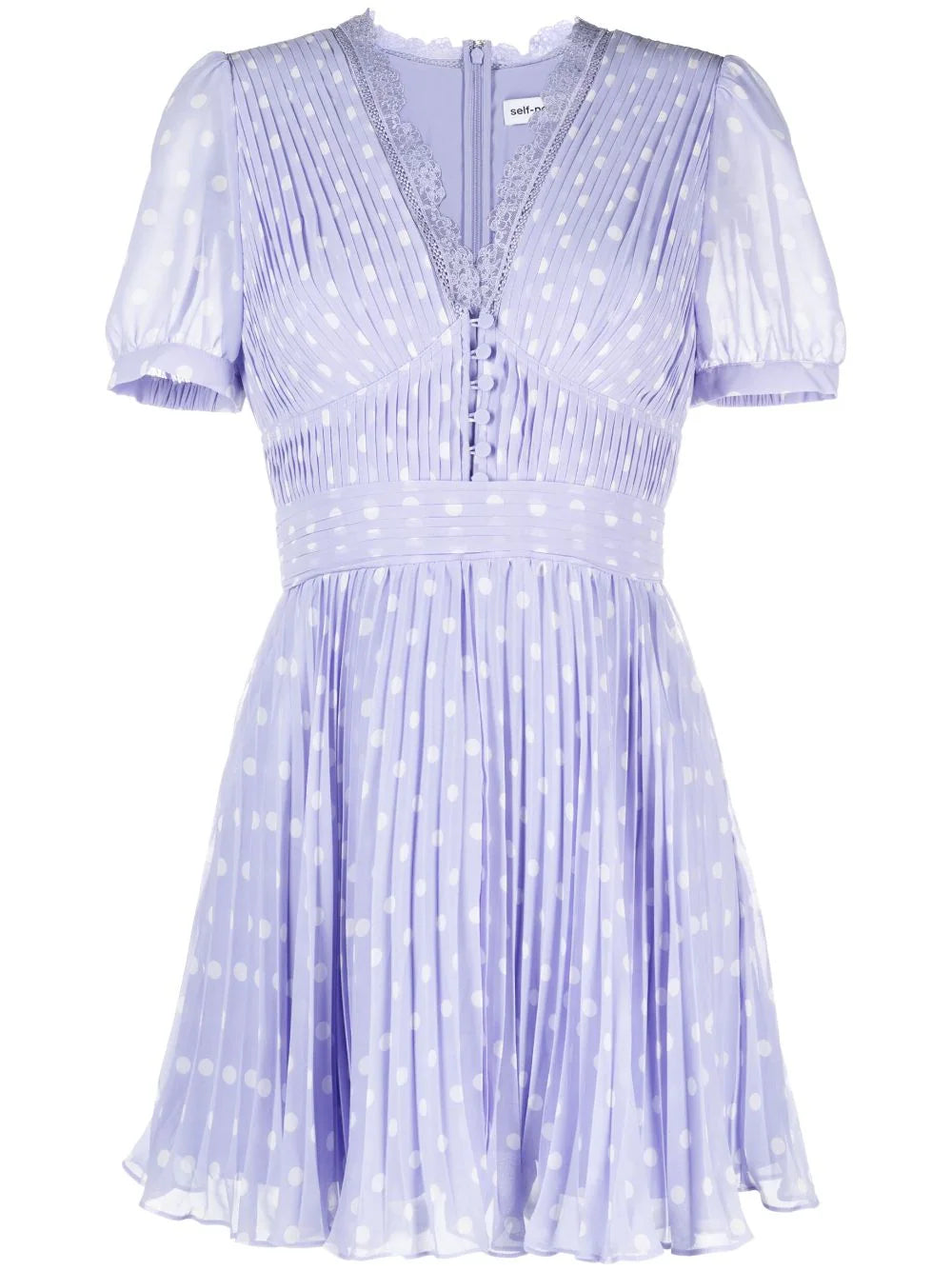 Polka print chiffon mini dress, lilac
