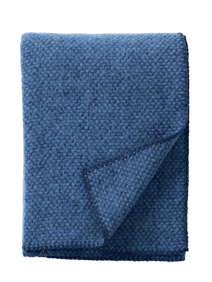 Domino wool throw, sea blue