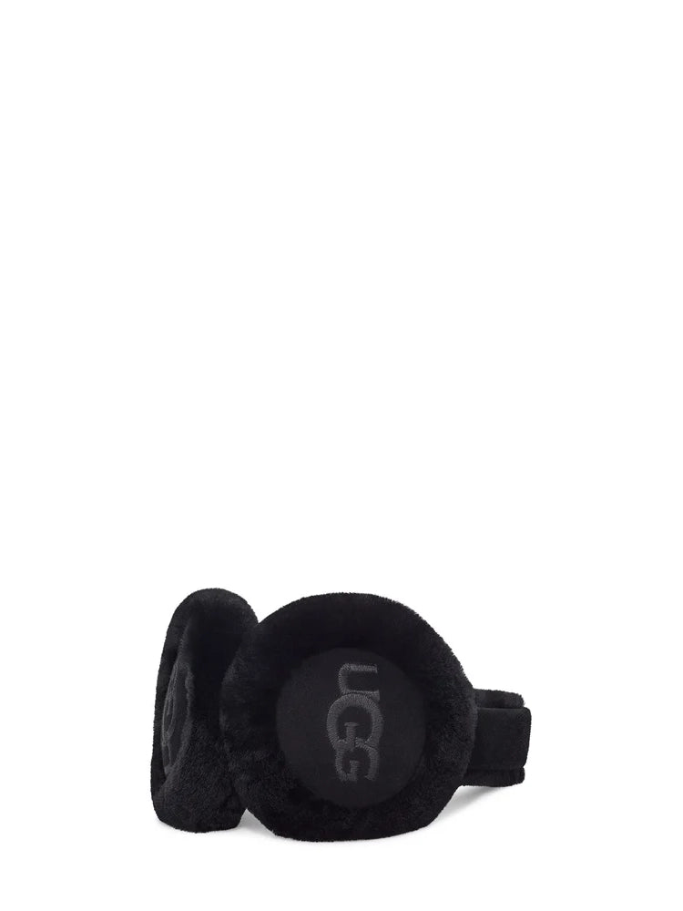 Sheepskin Embroidery Earmuff, Black