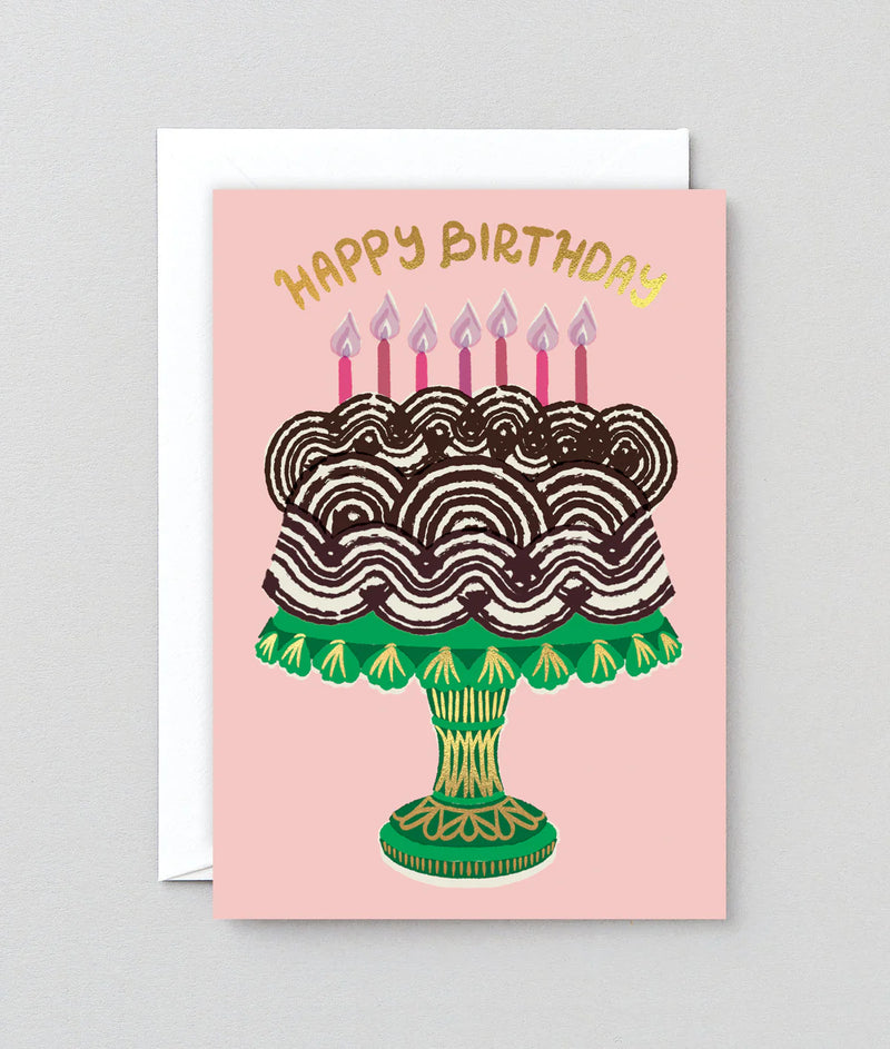 Cake & candles, happy birthday card