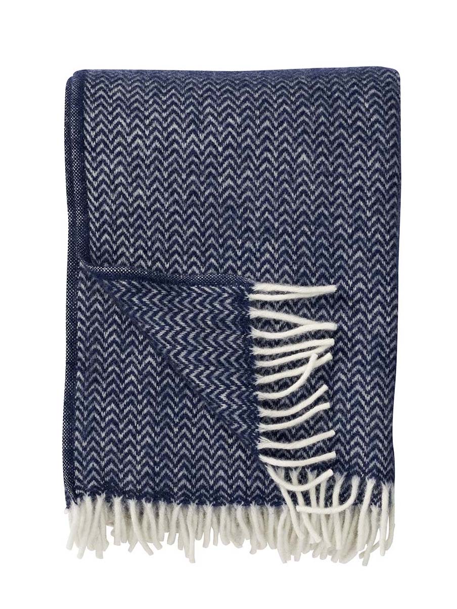 Chevron eco woven throw, dark denim