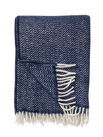 Chevron eco woven throw, dark denim