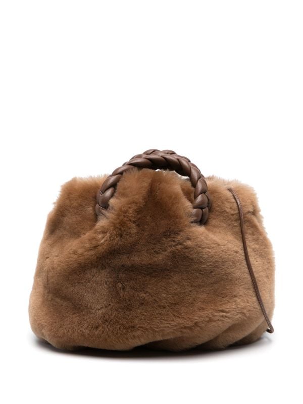 Bombon Shearling clutch bag, camel