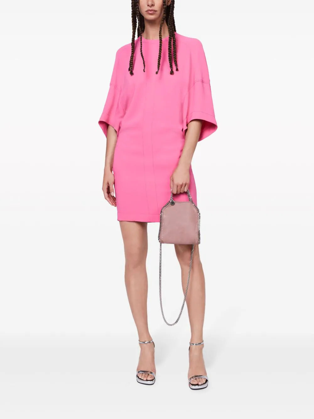 Cape Short Dress, bright pink