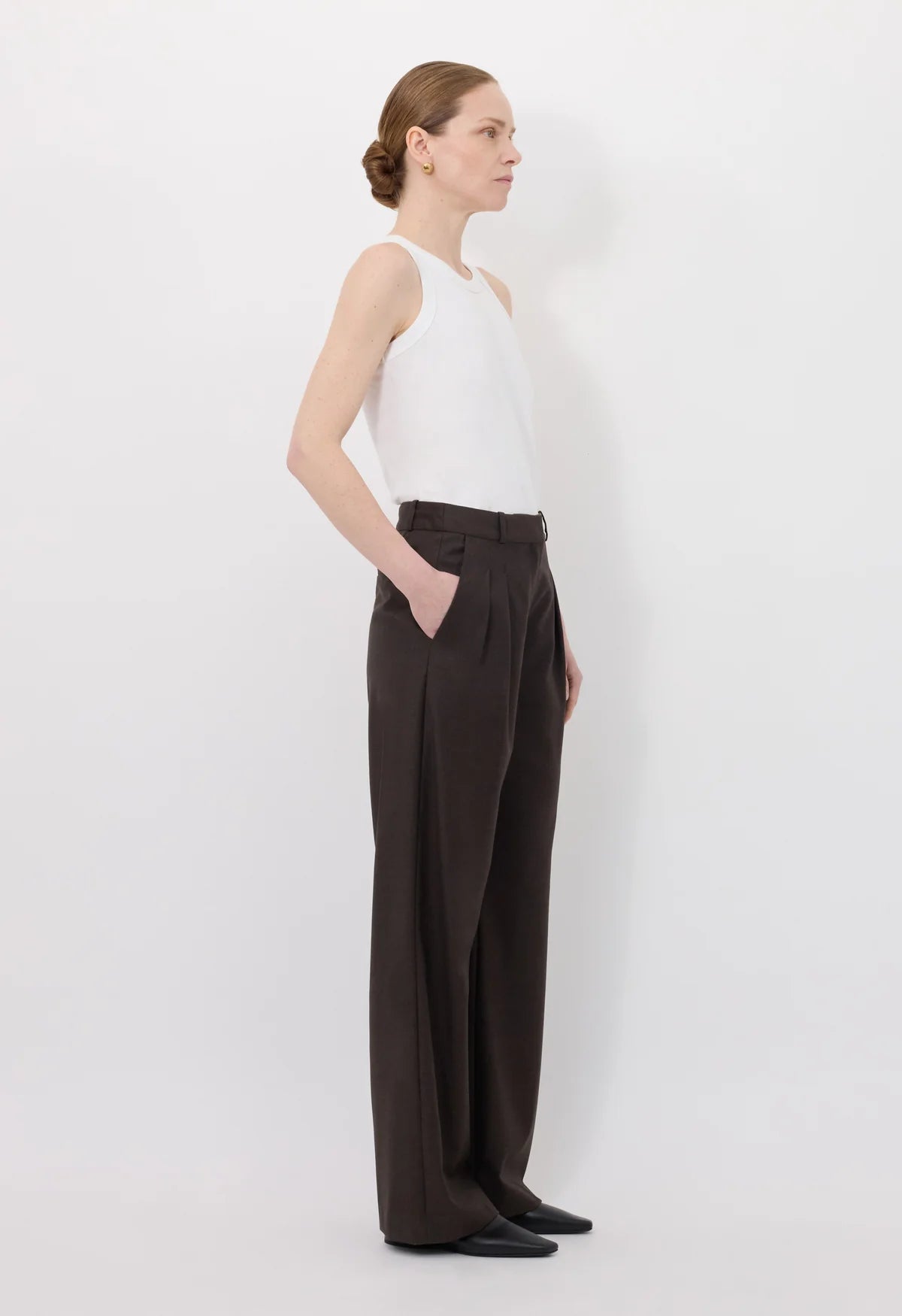 Sbiru straight leg pants, Brown