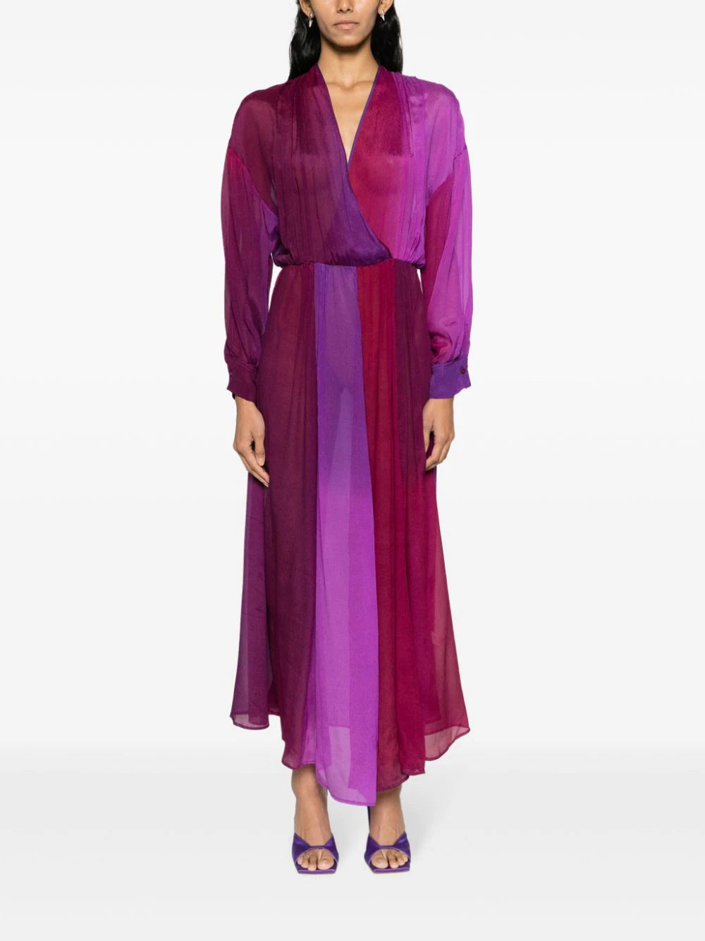 Crepon silk long shaded dress, cocktail