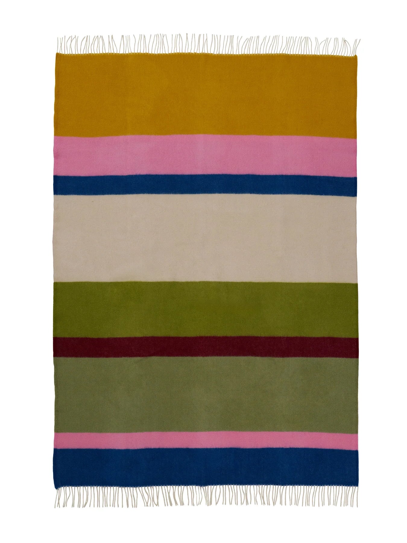 Arty wool blanket, green-pink multi