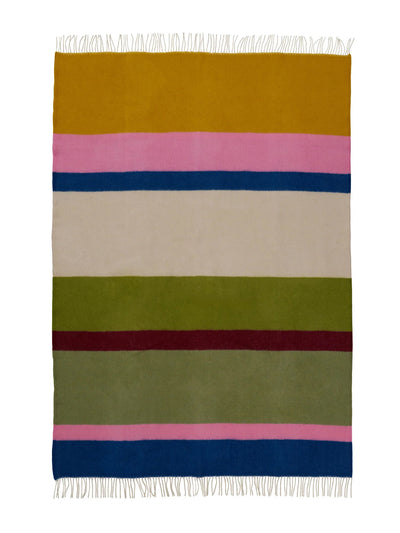 Arty wool blanket (130x200cm), green-pink multi