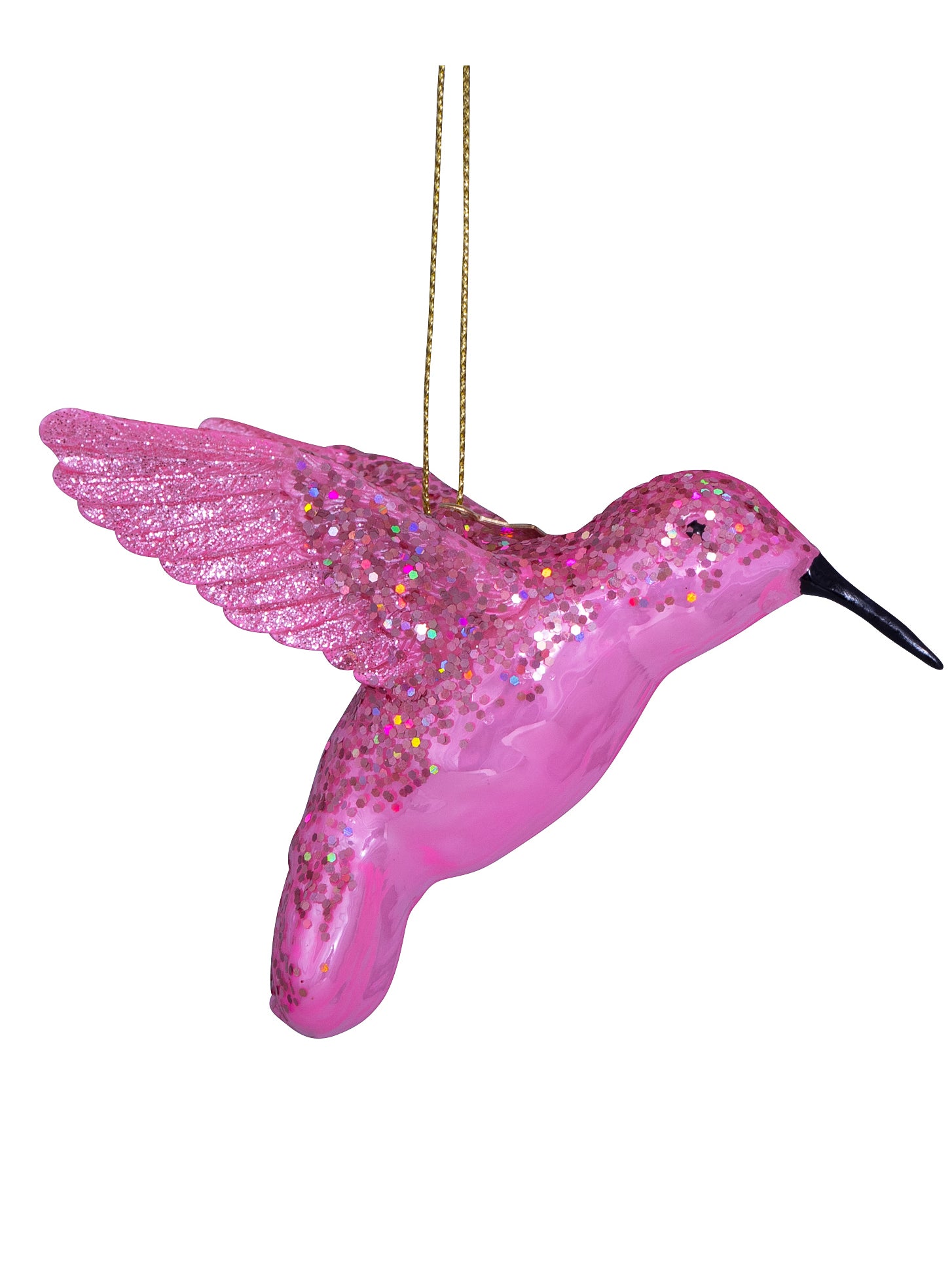 Pink hummingbird glass ornament (11 cm)
