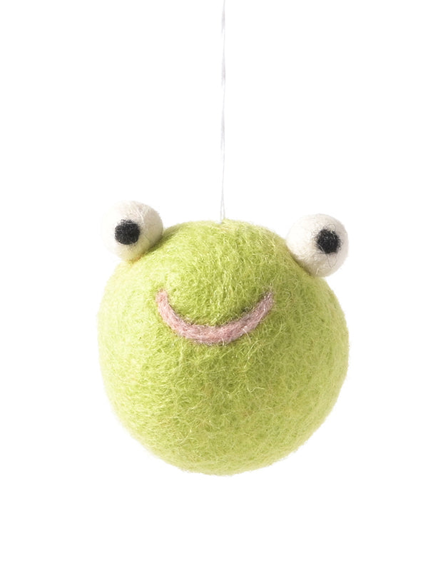 Woollen frog hanging ornament
