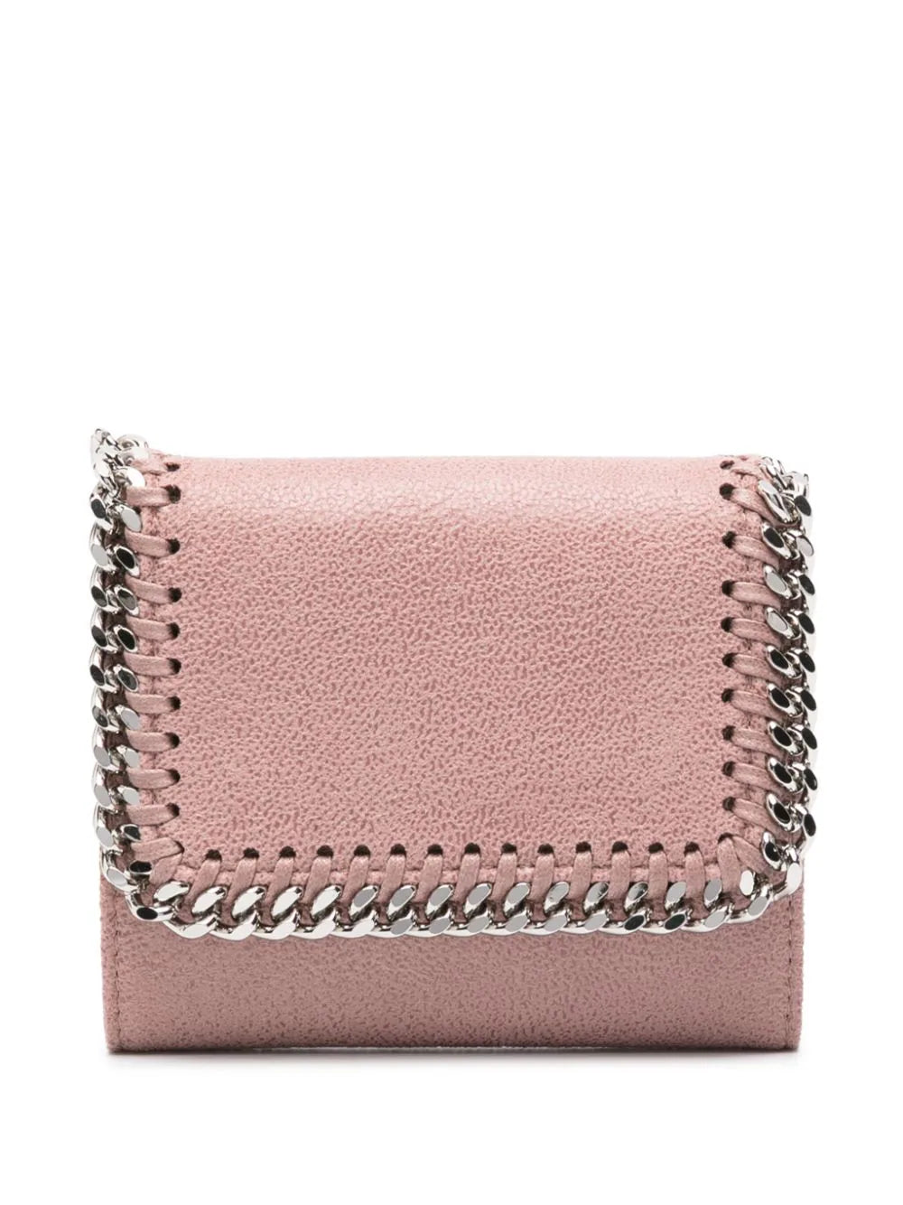 Small Flap Wallet Eco Shaggy Deer W/Palladium Color Chain, pink
