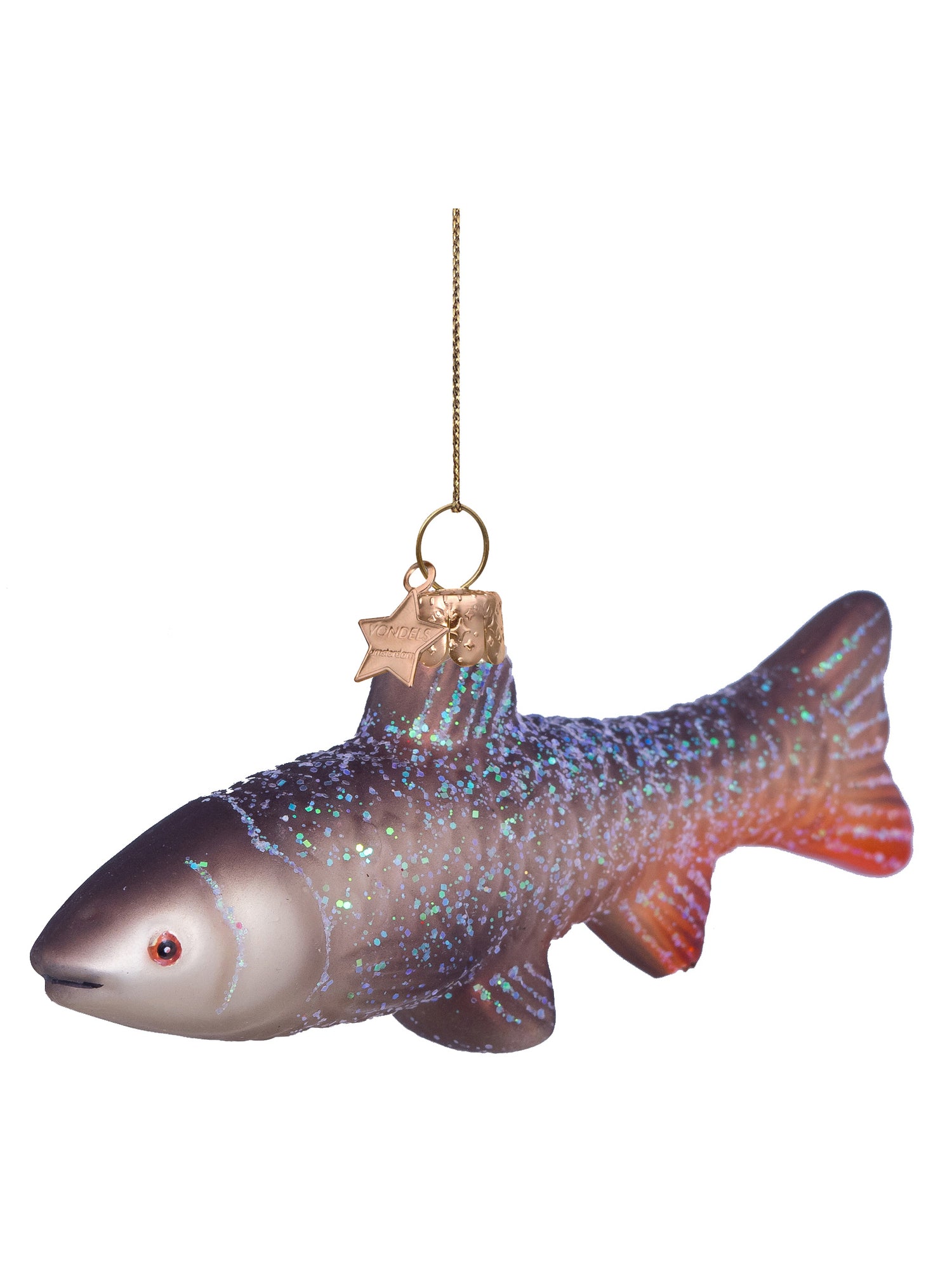 Green carp fish glass ornament