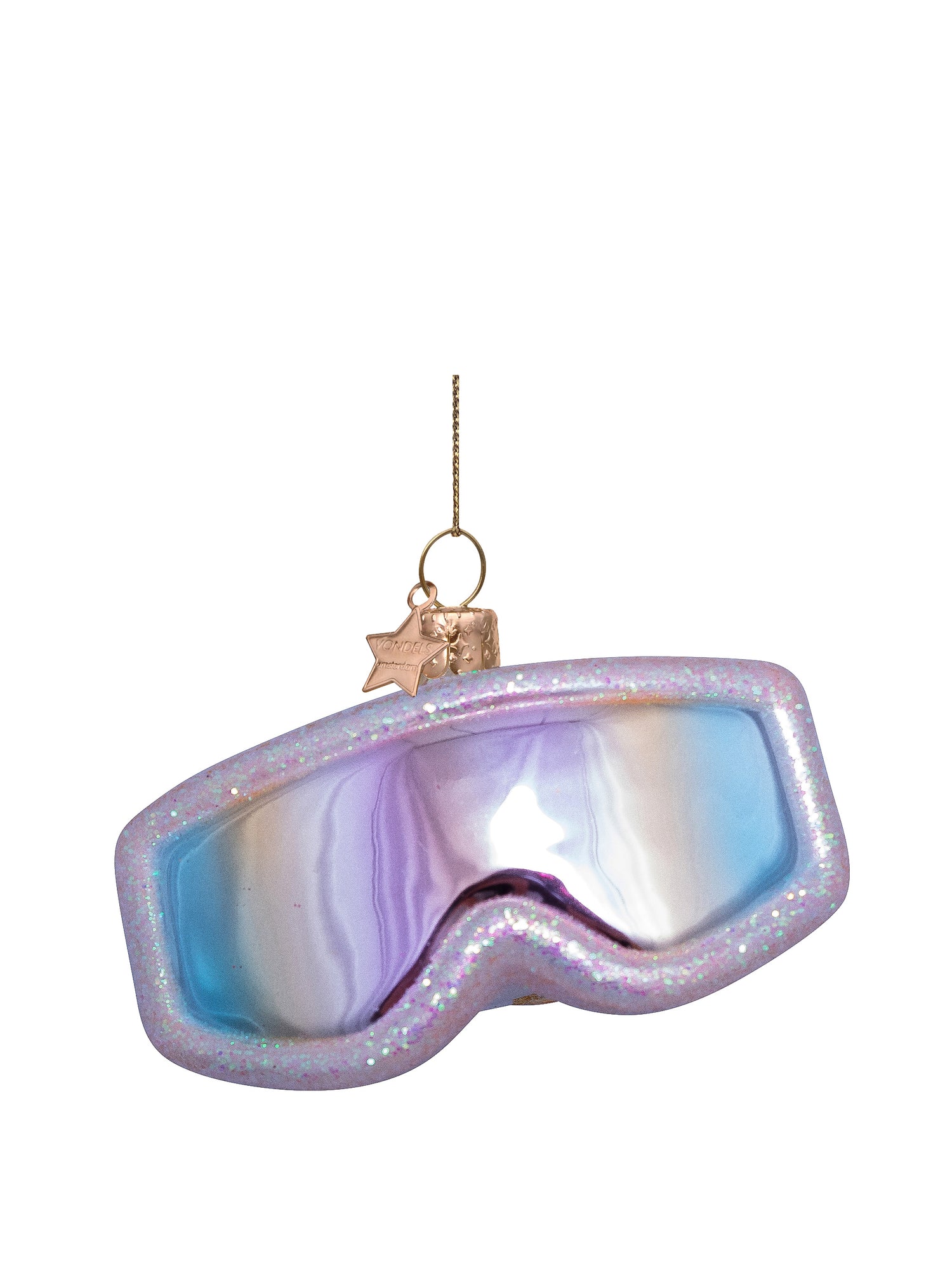 Soft pink oil ski goggles glass ornament