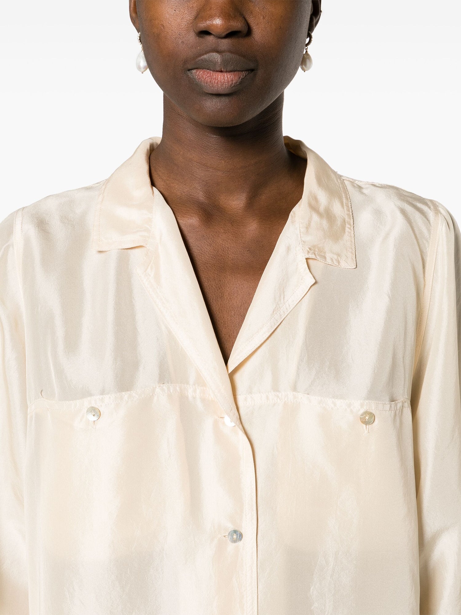 Habotai Silk Half Sleeves Shirt, Avorio