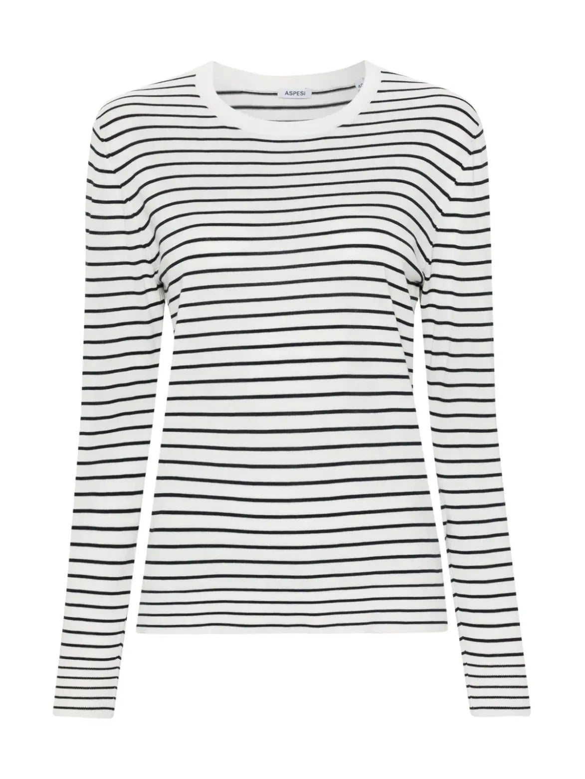 Striped knitted cotton shirt, white/navy
