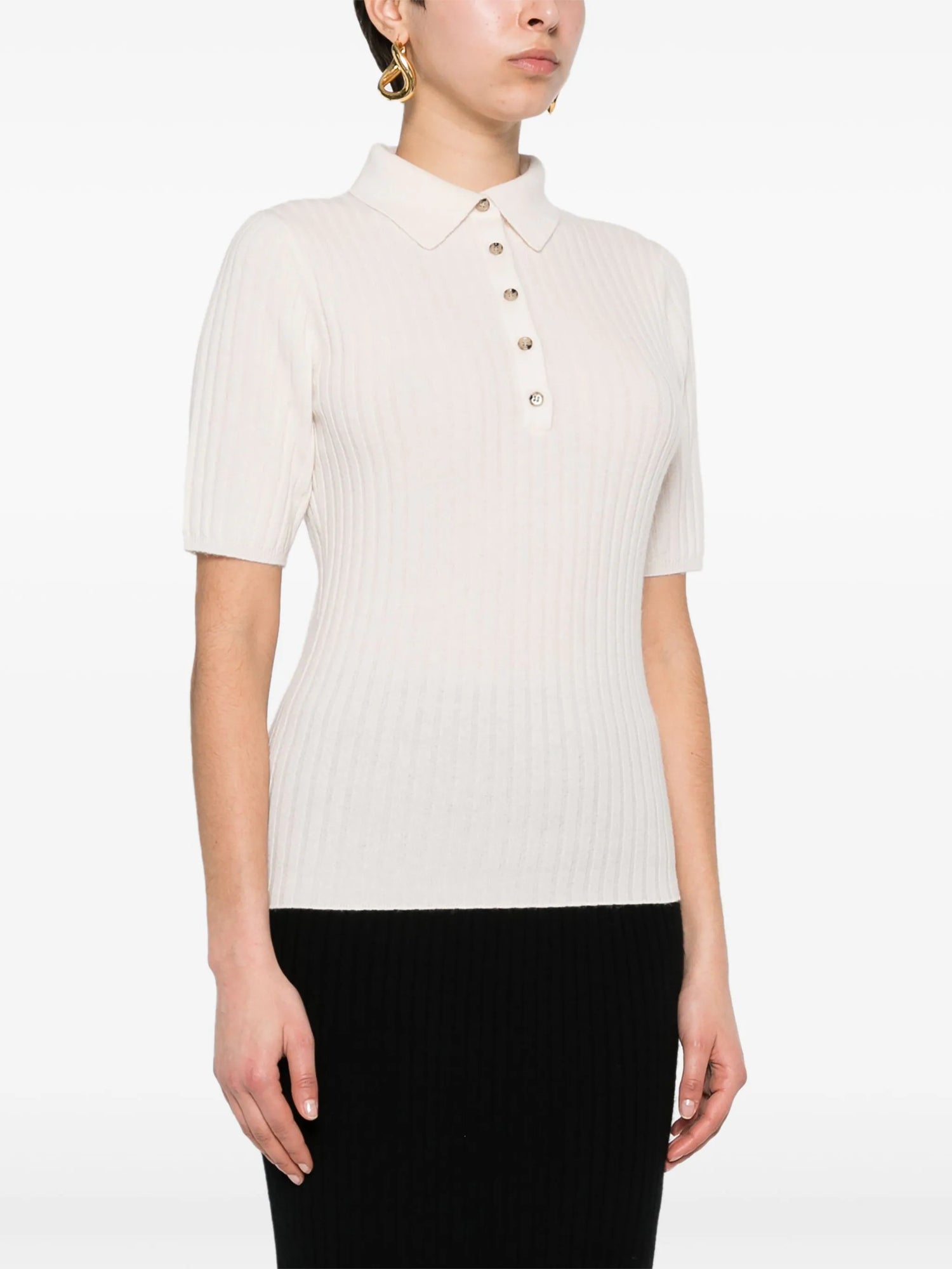 Poloneck cashmere sweater, ivory