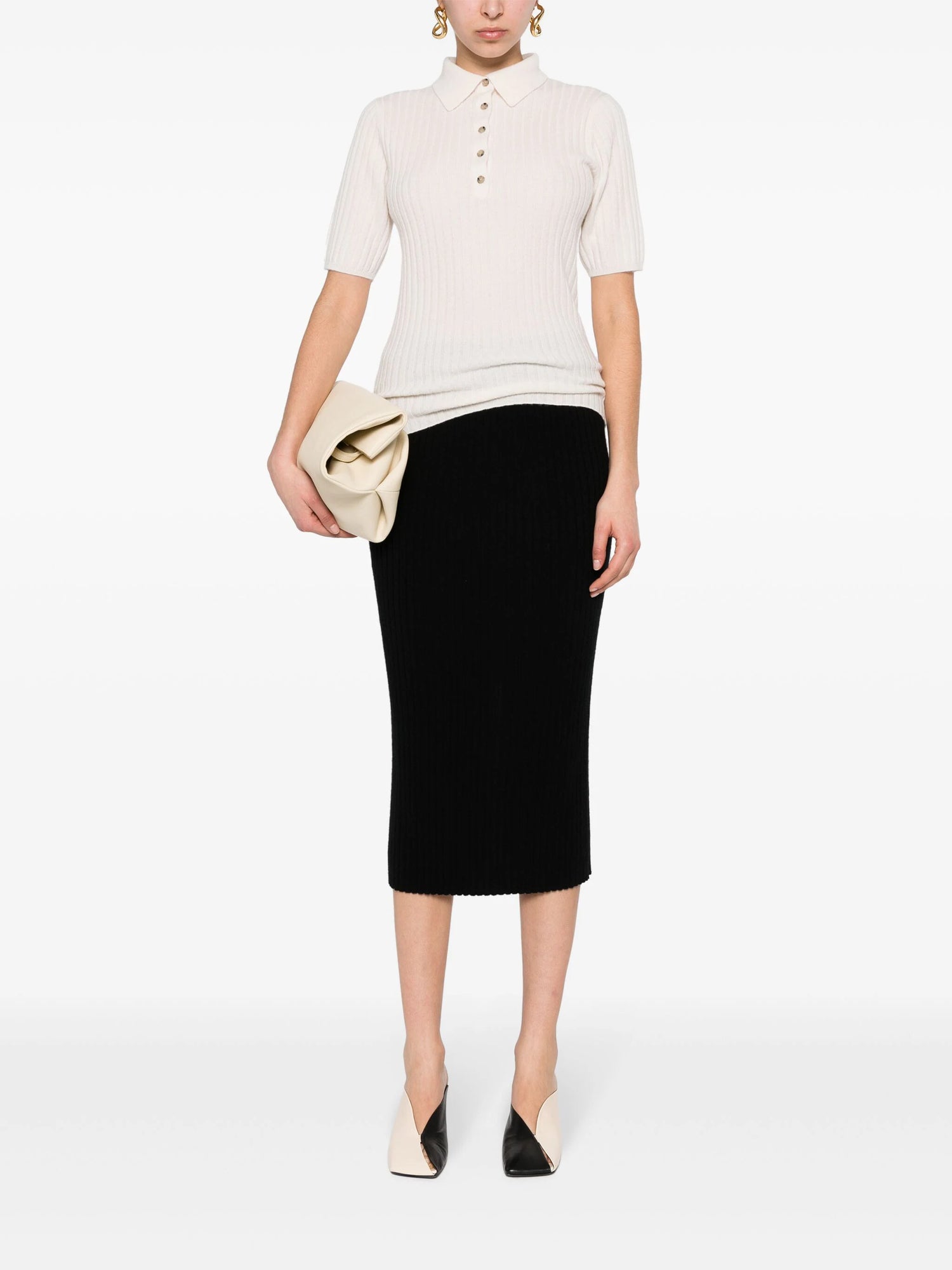Poloneck cashmere sweater, ivory