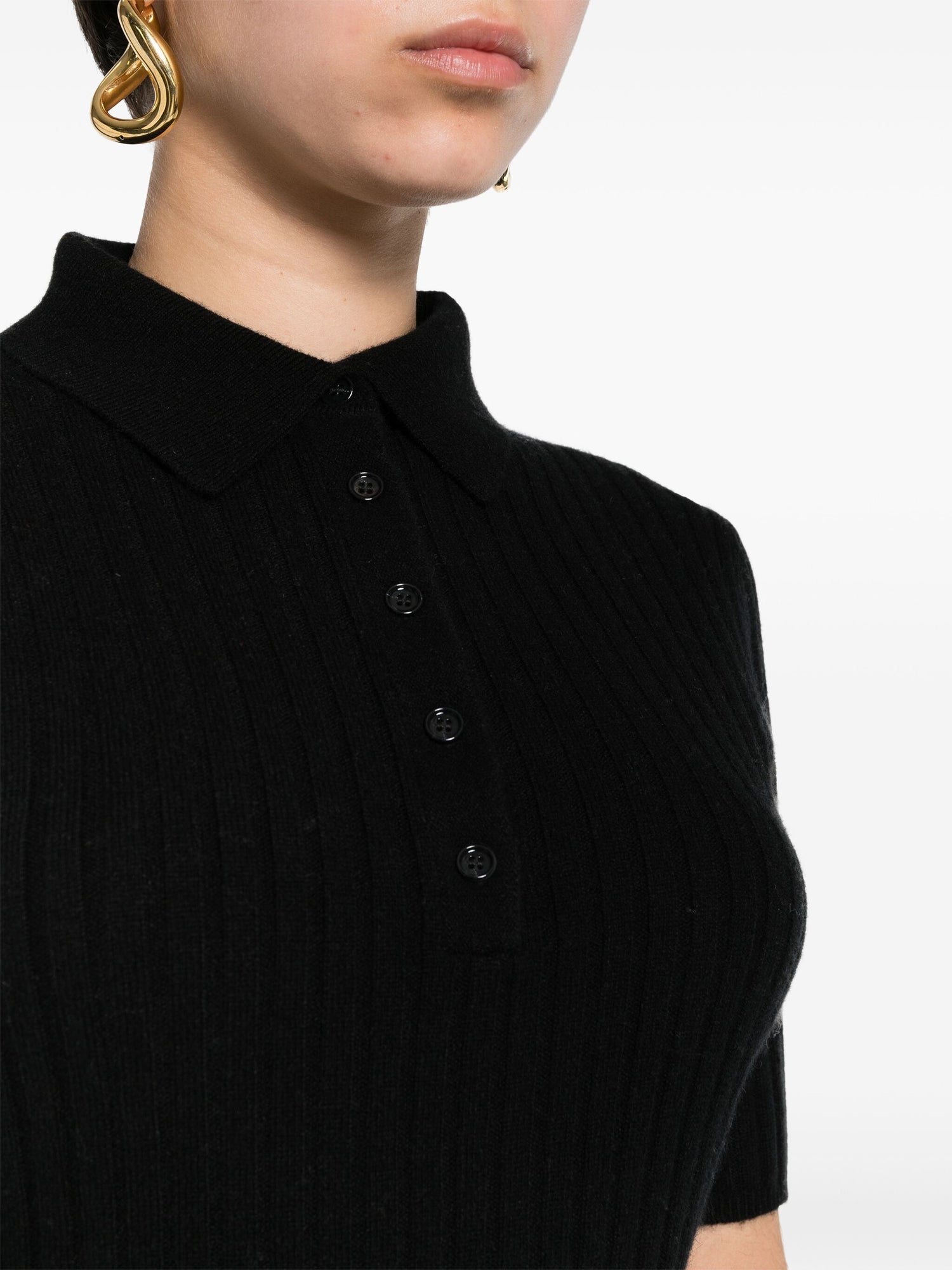 Poloneck cashmere sweater, black