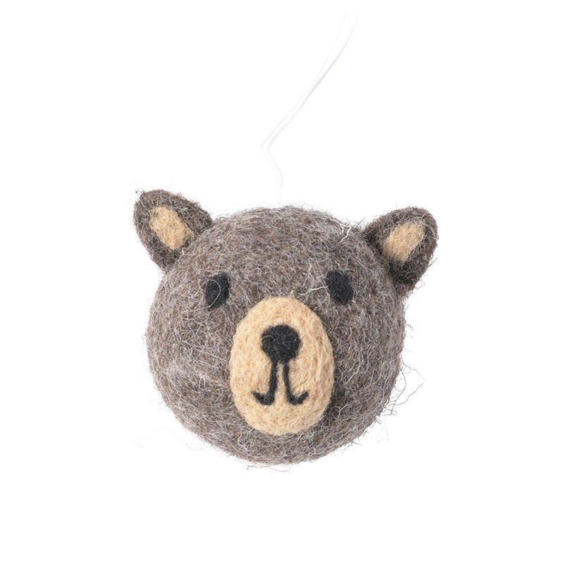 Polar bear woollen hanging ornament, brown
