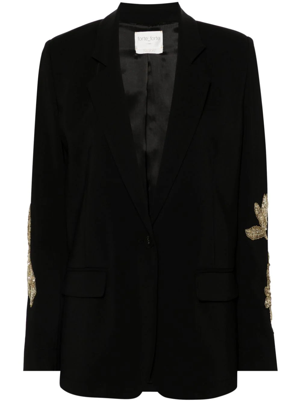 Embroidery stretch crepe cady jacket, black