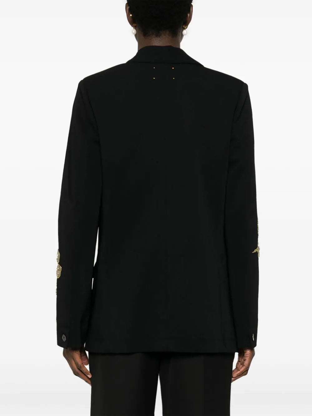 Embroidery stretch crepe cady jacket, black