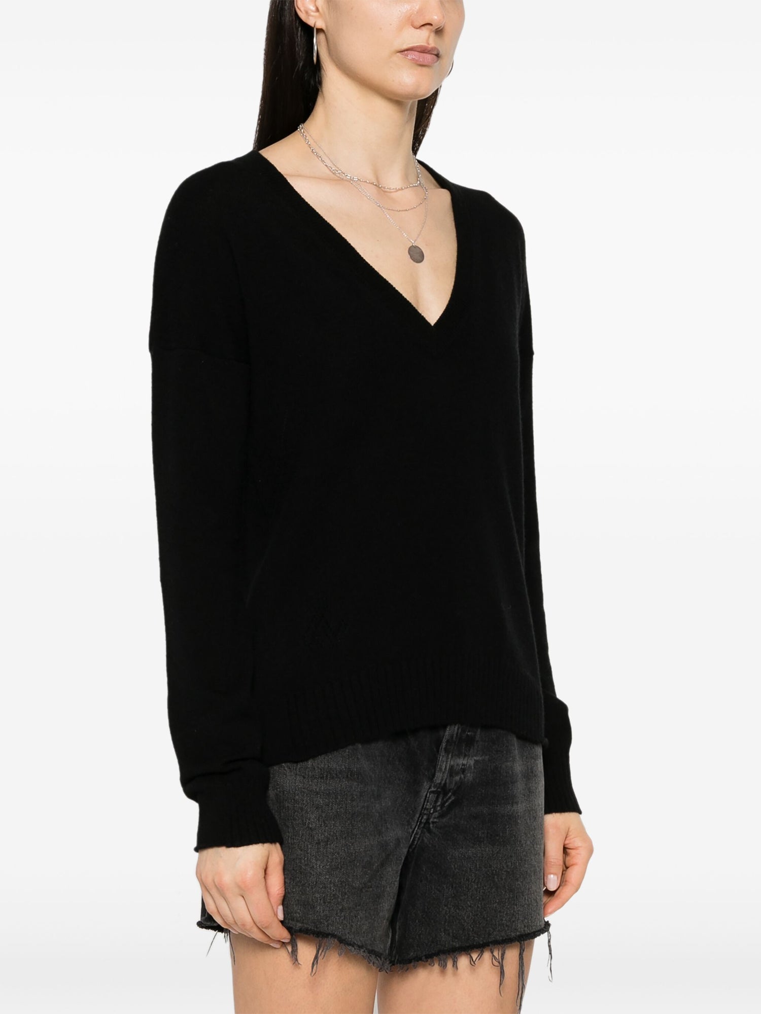 VIVI PATCH LUREX DESTROY cashmere sweater, black