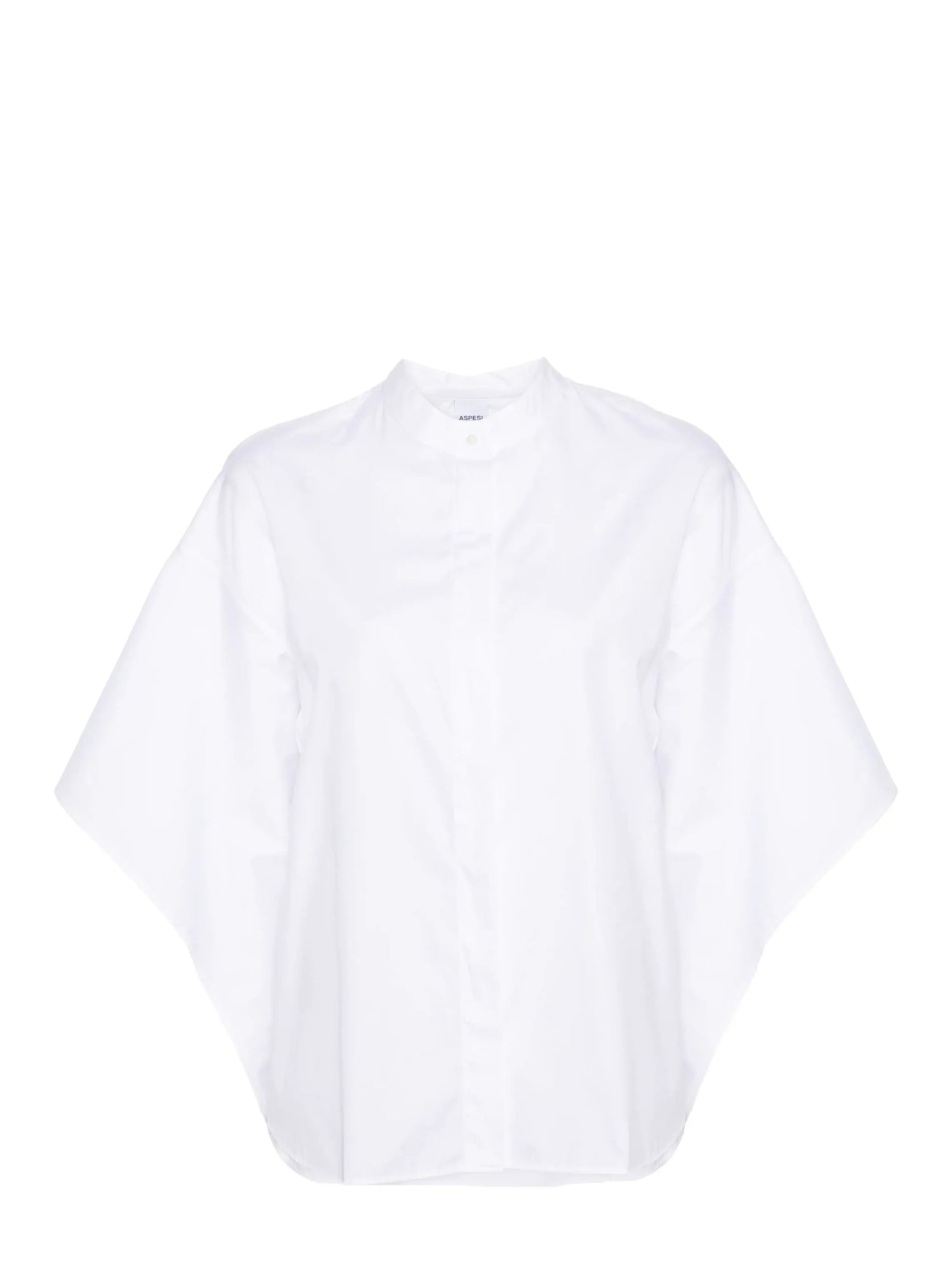 Cotton poplin shirt with cut-out sleeves, white