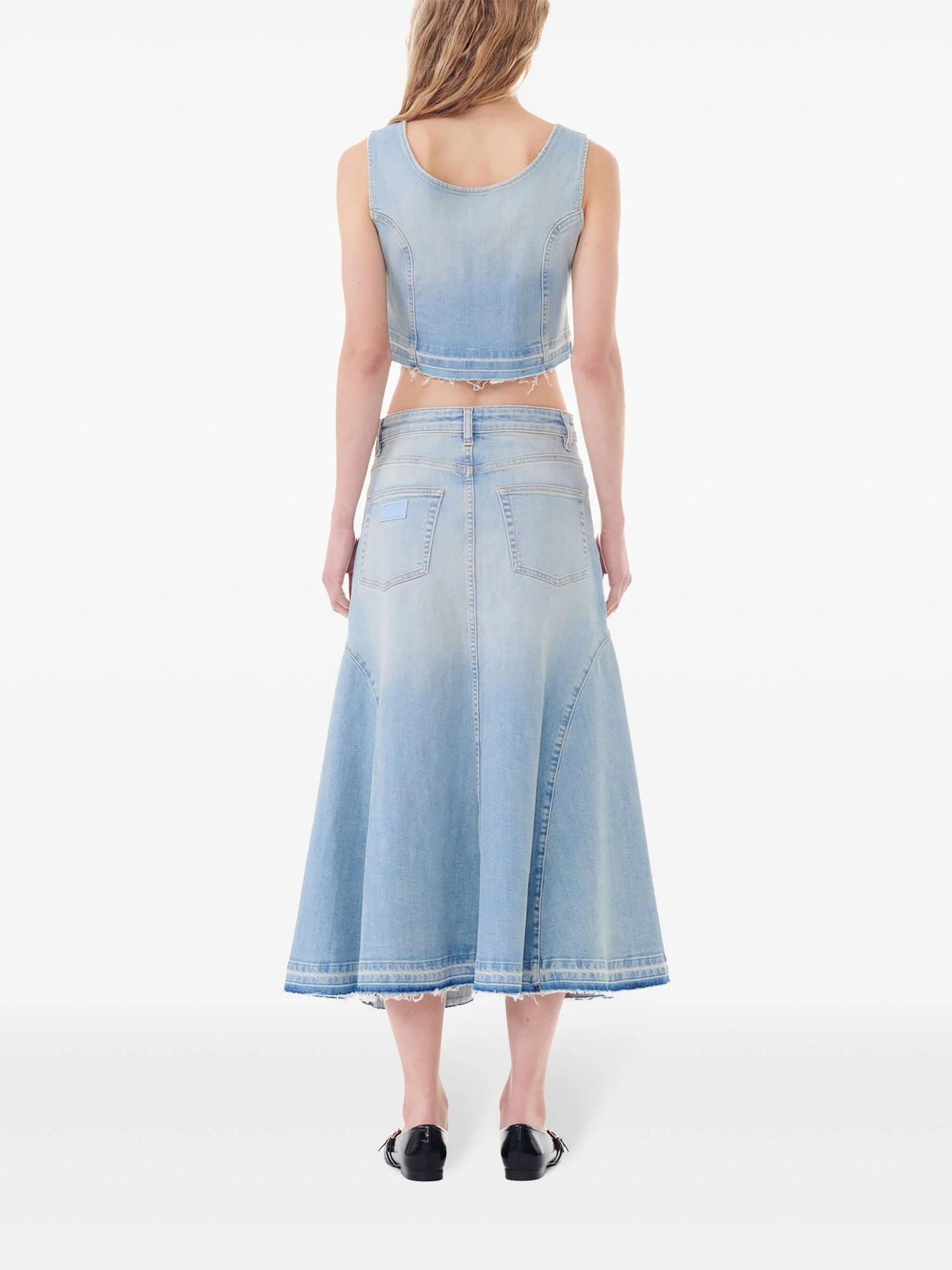 Tint Denim Midi Skirt, blue