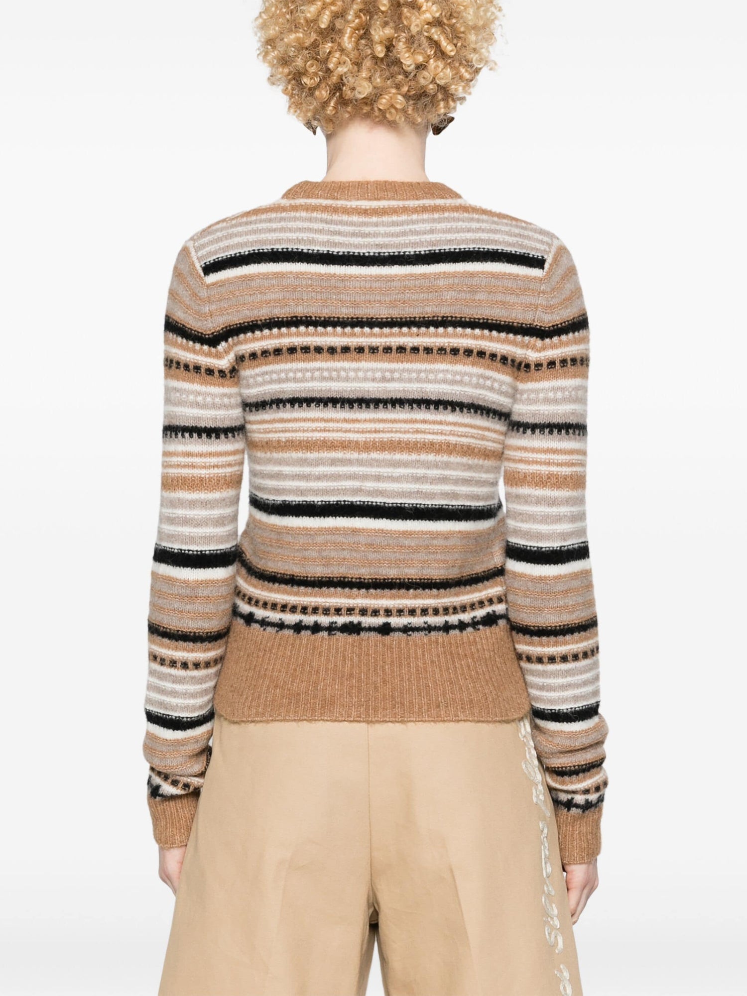 Soft Wool Stripe Cardigan, brown