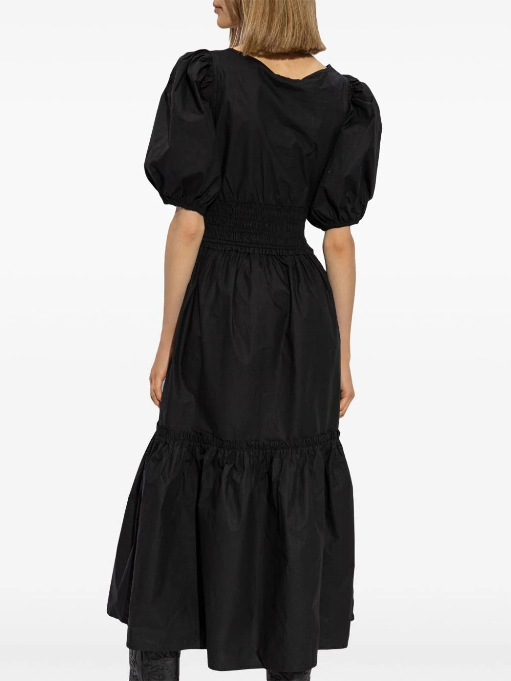 Cotton Poplin Long Smock Dress, black