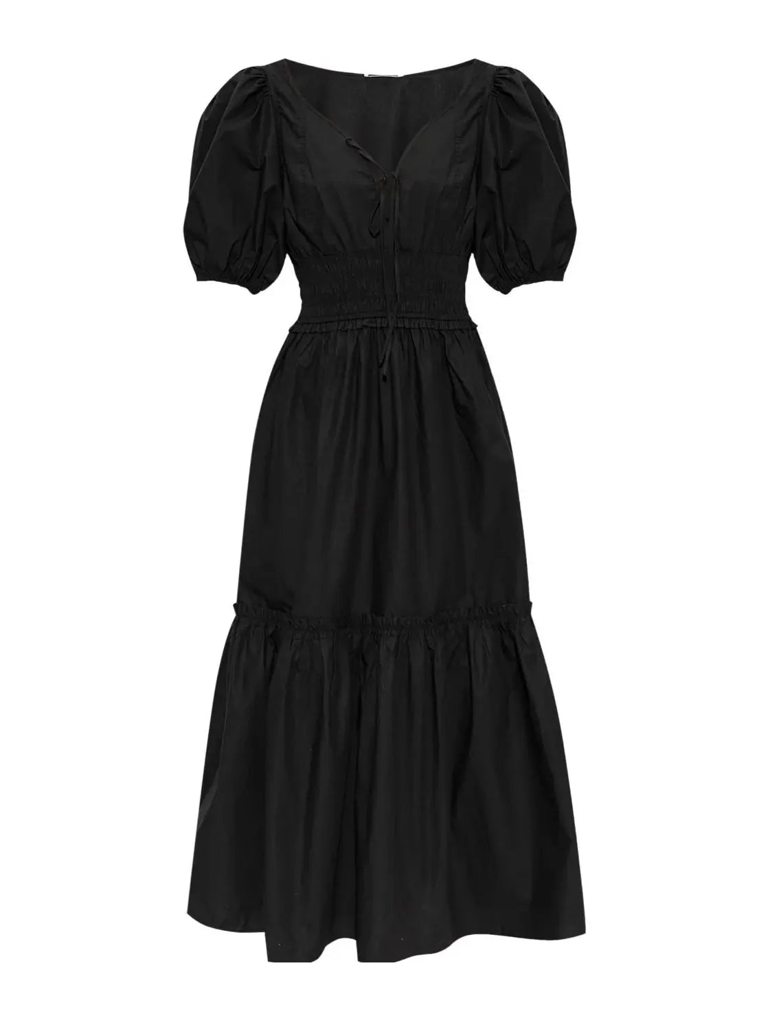 Cotton Poplin Long Smock Dress, black