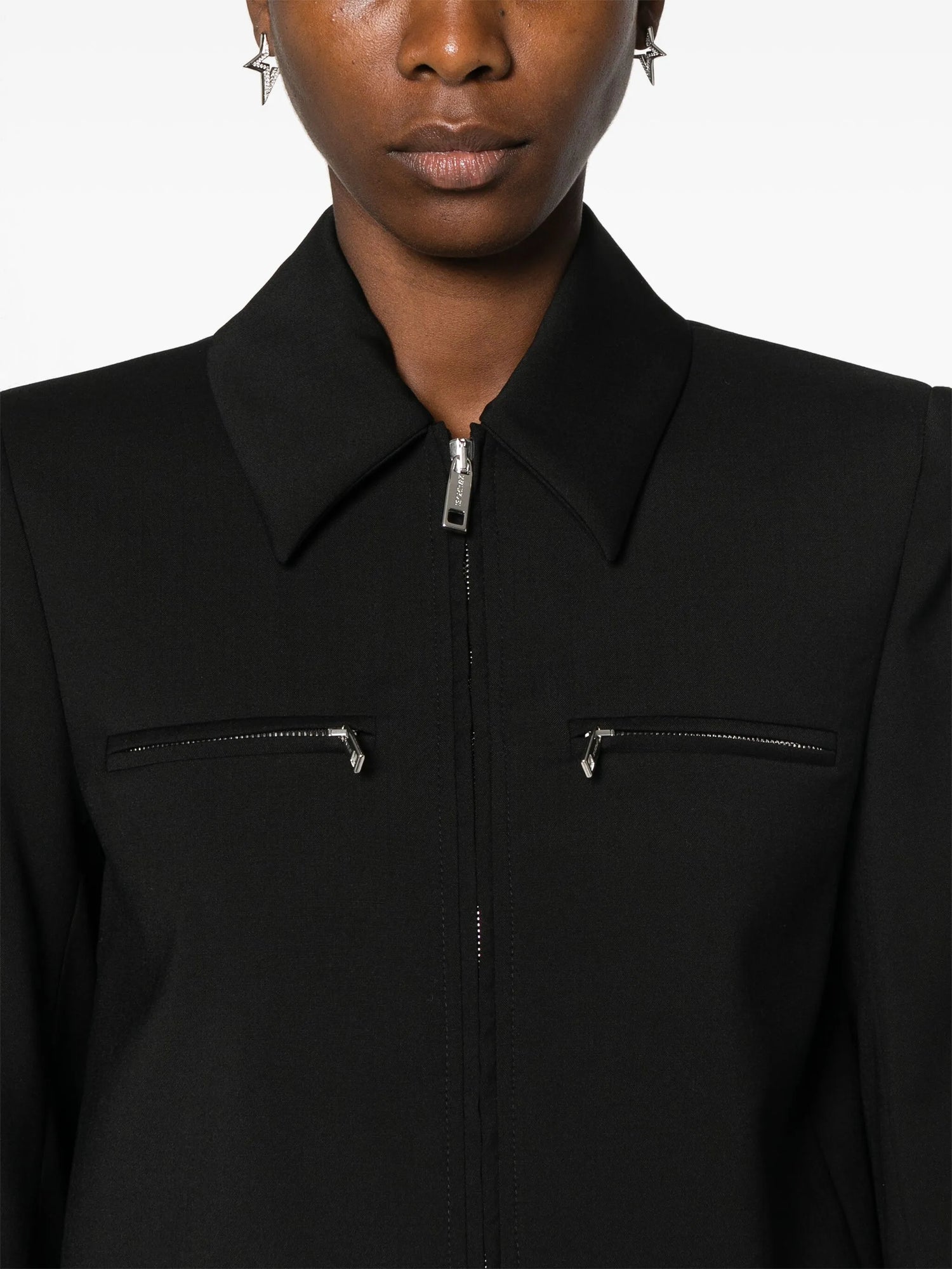 Plava zipped wool bomber jacket, black