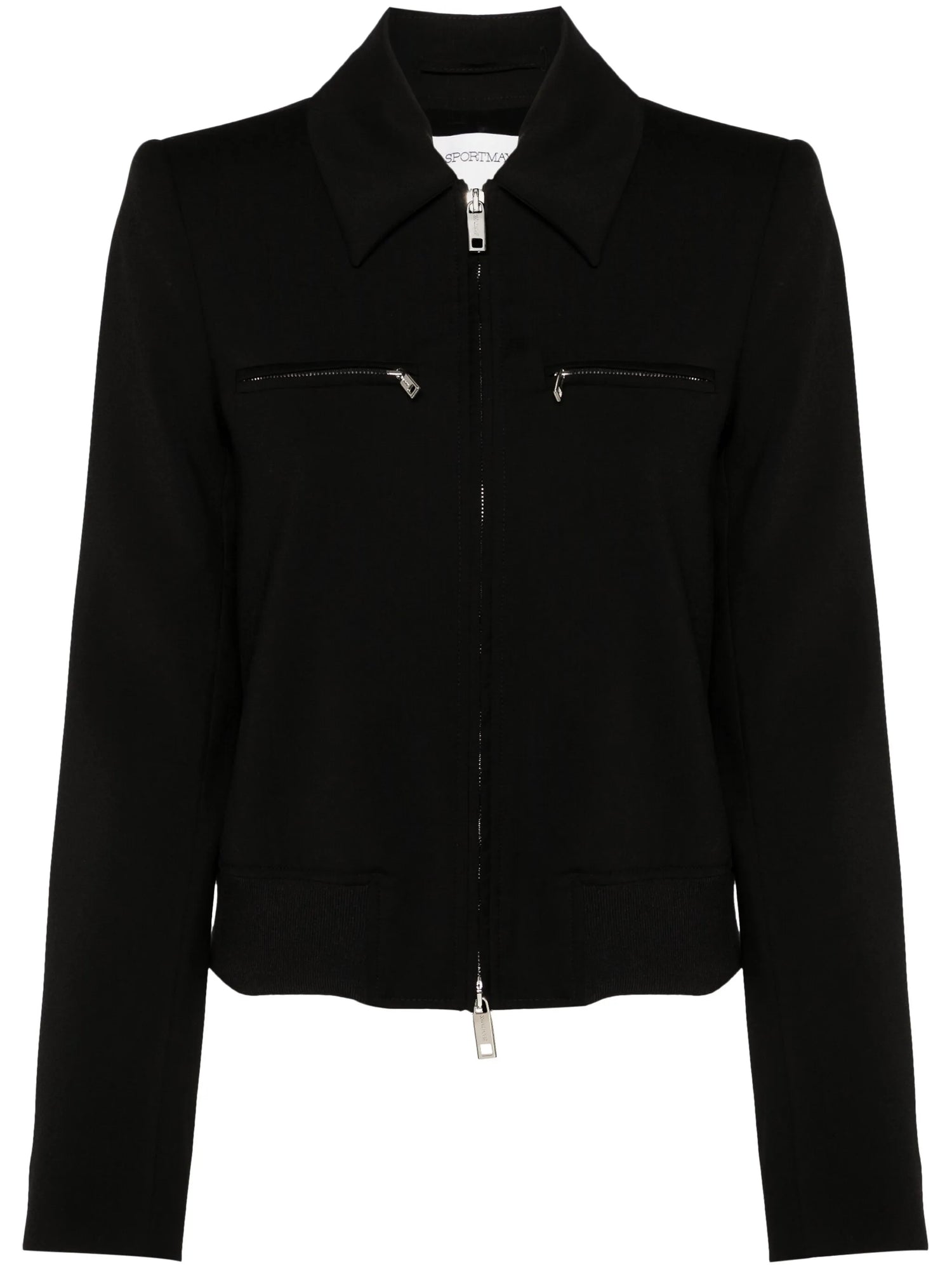 Plava zipped wool bomber jacket, black