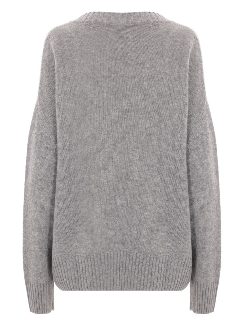 V-neck cashmere sweater, heather melange grey