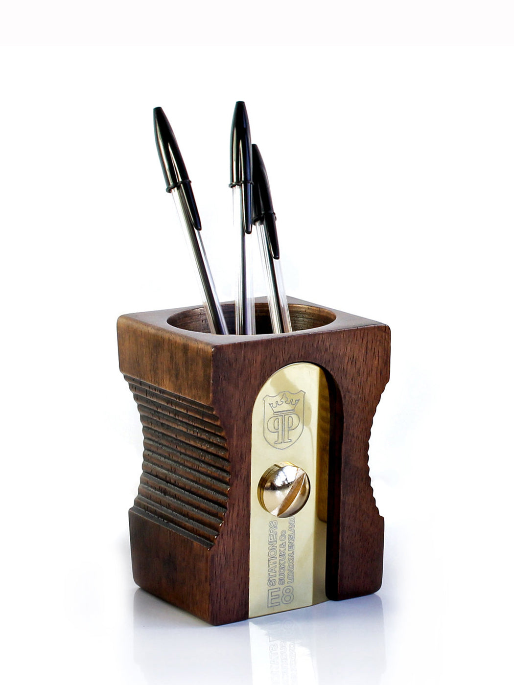 Sharpener pencil pot, dark wood