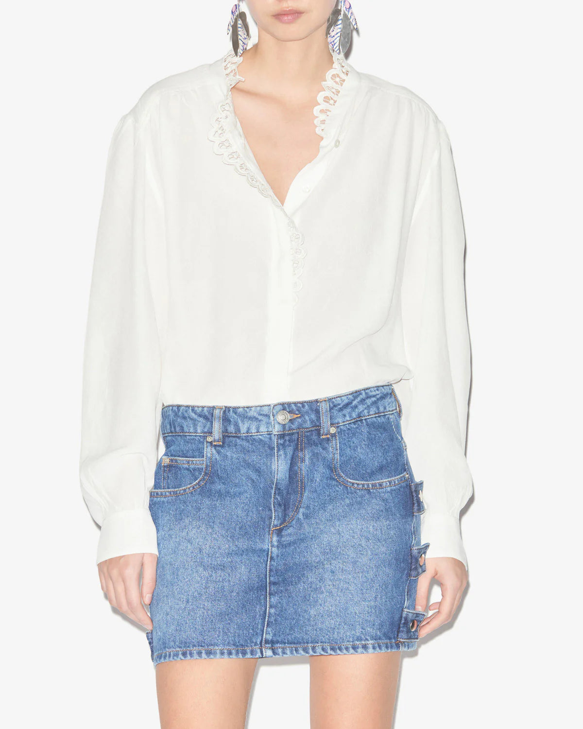 Estela broderie shirt, white