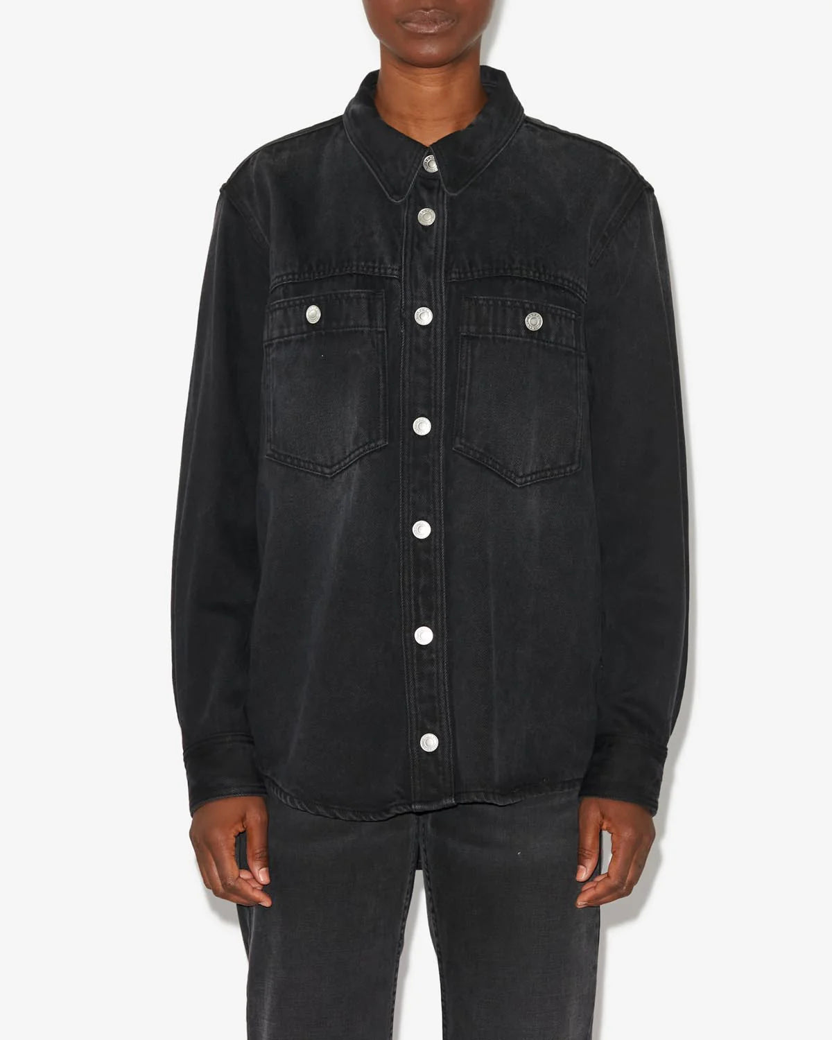 Talbot fluid denim shirt, faded black