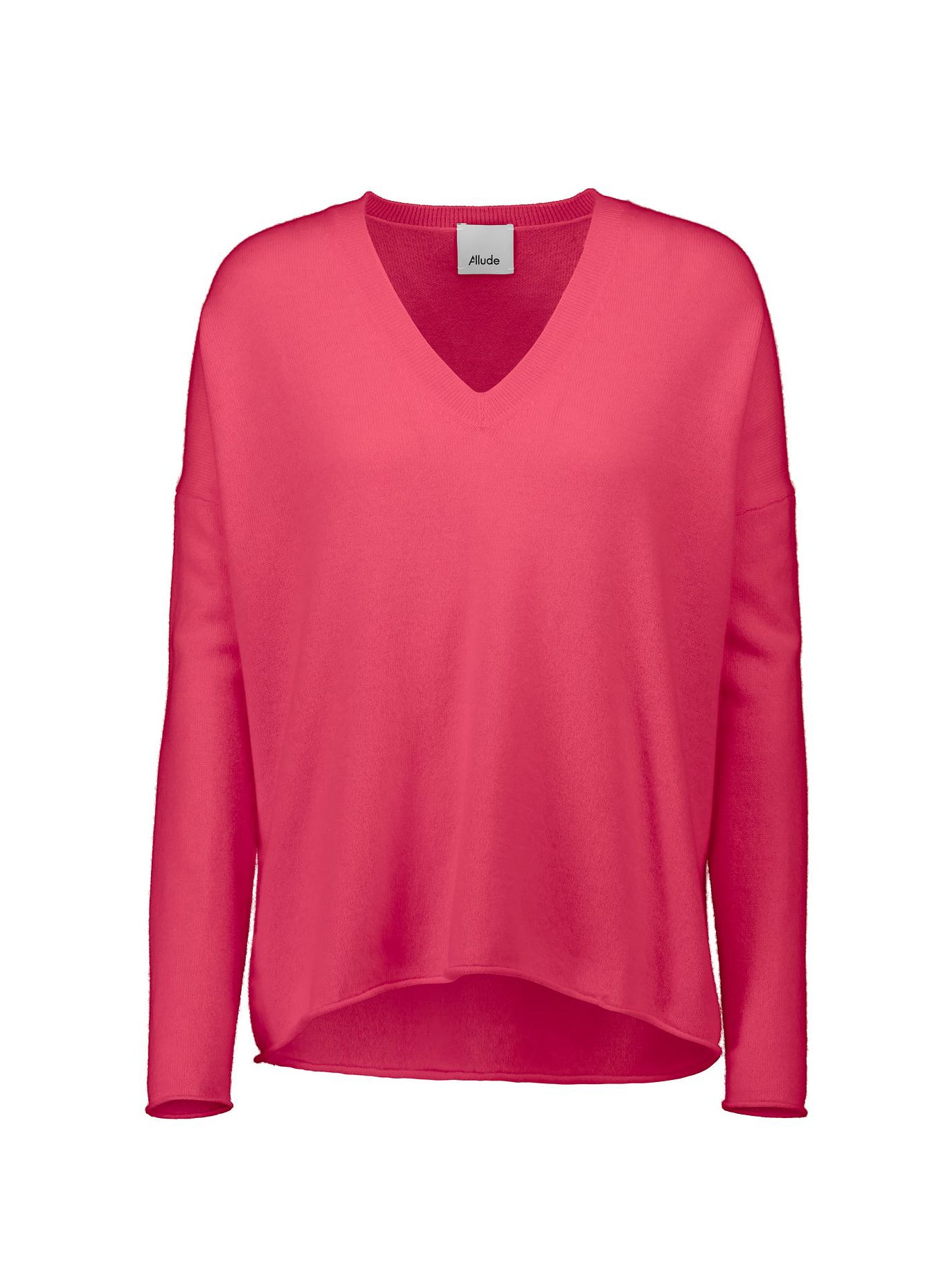 V-neck cashmere sweater, hot pink